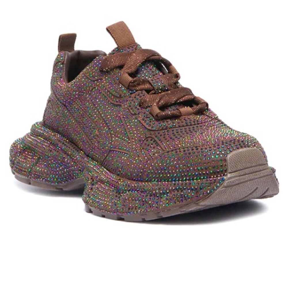 Callie Lives Miz Spacecraft Extra Terrestrial Iridescent Bling Brown Sneaker 7 8